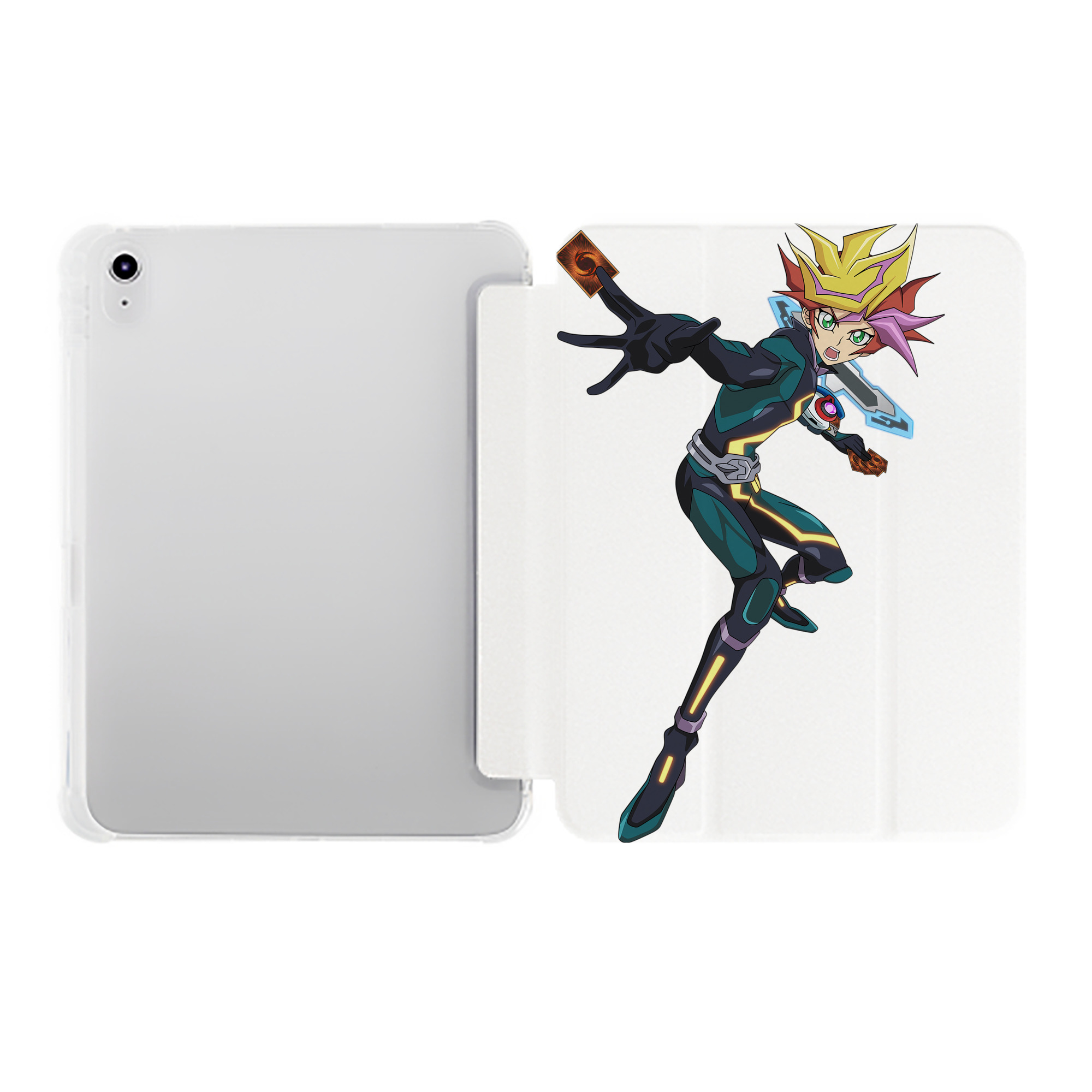 （画像用） 遊☆戯☆王 Yu-Gi-Oh! IPad ケース ペン収納付き 三つ折りスタンド PUレザー×シリコン 対応機種9.5/10.5/10.9インチ